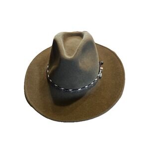 VTG Broner Army Green 100% Wool Central Park Fedora Mens Sz L